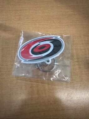 Red and Black Canes Hockey Keychain